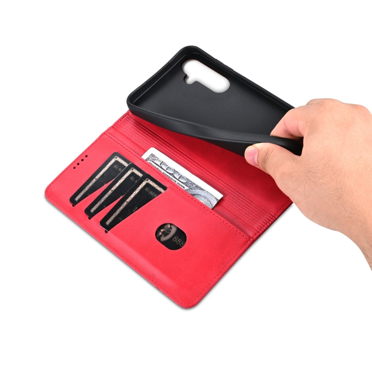 For Samsung Galaxy S24+ 5G AZNS Magnetic Calf Texture Flip Leather Phone Case(Red)