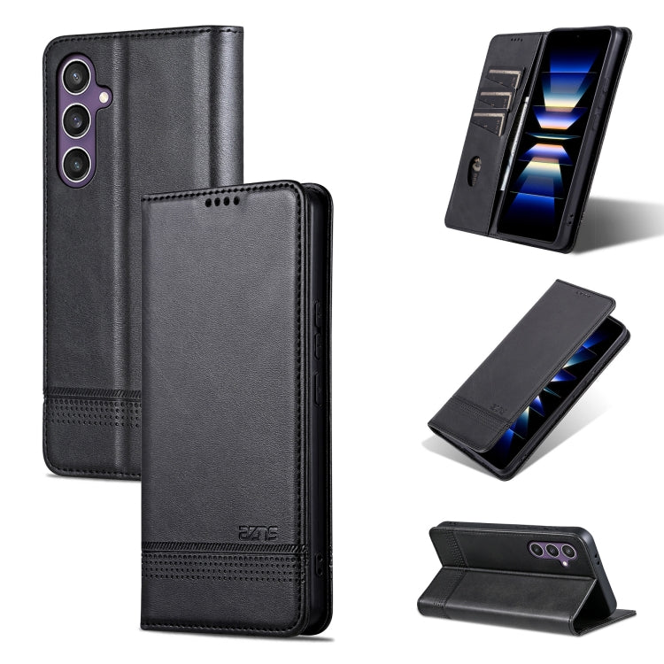 For Samsung Galaxy S24+ 5G AZNS Magnetic Calf Texture Flip Leather Phone Case(Black)
