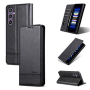 For Samsung Galaxy S24+ 5G AZNS Magnetic Calf Texture Flip Leather Phone Case(Black)