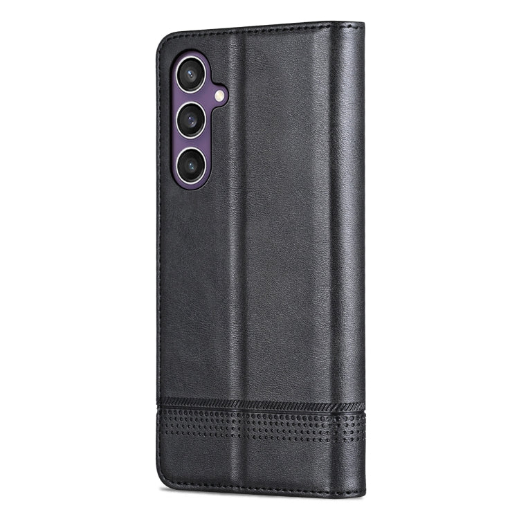 For Samsung Galaxy S24+ 5G AZNS Magnetic Calf Texture Flip Leather Phone Case(Black)