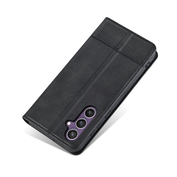 For Samsung Galaxy S24+ 5G AZNS Magnetic Calf Texture Flip Leather Phone Case(Black)