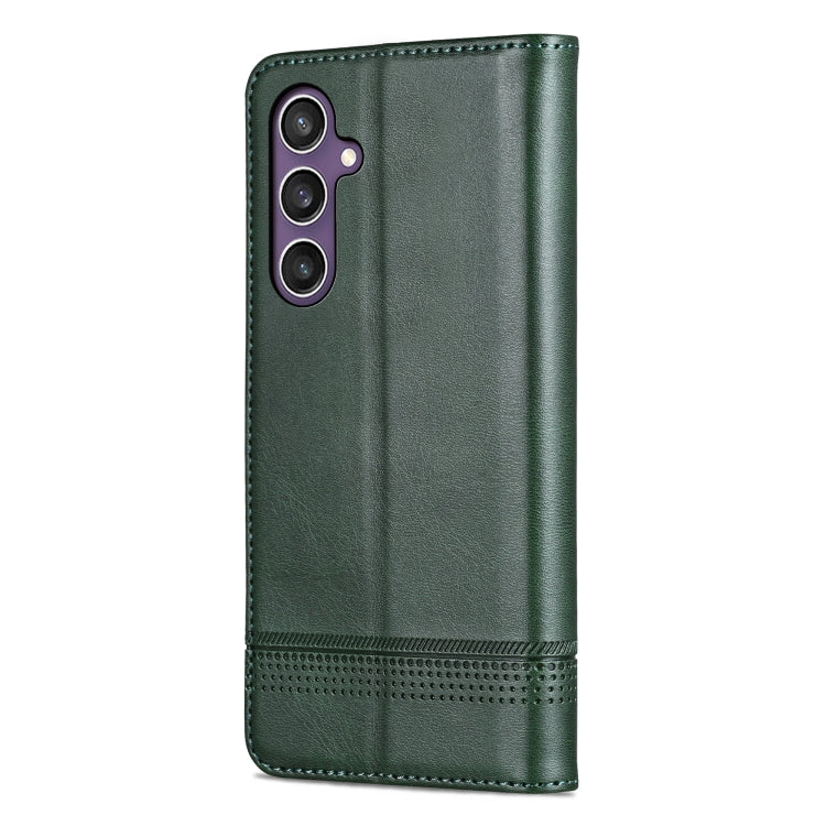 For Samsung Galaxy S24+ 5G AZNS Magnetic Calf Texture Flip Leather Phone Case(Dark Green)