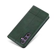 For Samsung Galaxy S24+ 5G AZNS Magnetic Calf Texture Flip Leather Phone Case(Dark Green)