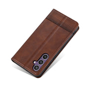 For Samsung Galaxy S24+ 5G AZNS Magnetic Calf Texture Flip Leather Phone Case(Dark Brown)