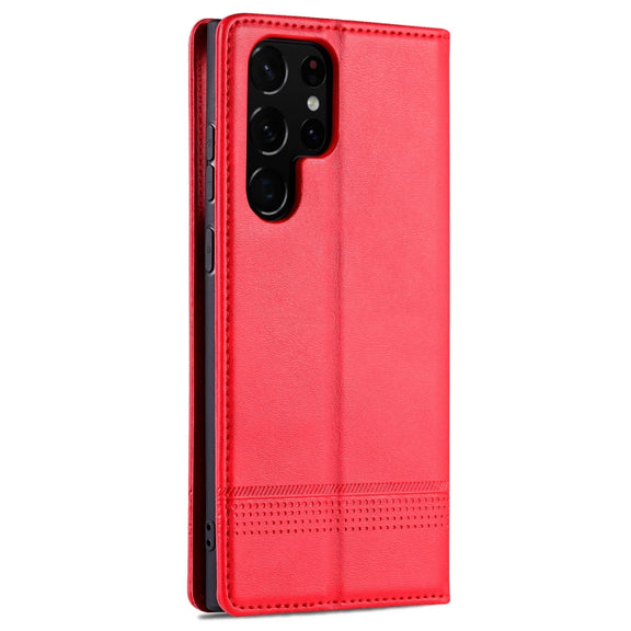 For Samsung Galaxy S24 Ultra 5G AZNS Magnetic Calf Texture Flip Leather Phone Case(Red)
