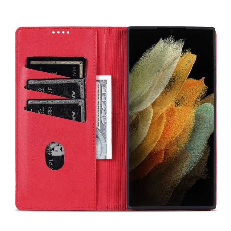 For Samsung Galaxy S24 Ultra 5G AZNS Magnetic Calf Texture Flip Leather Phone Case(Red)