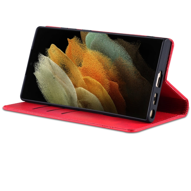 For Samsung Galaxy S24 Ultra 5G AZNS Magnetic Calf Texture Flip Leather Phone Case(Red)