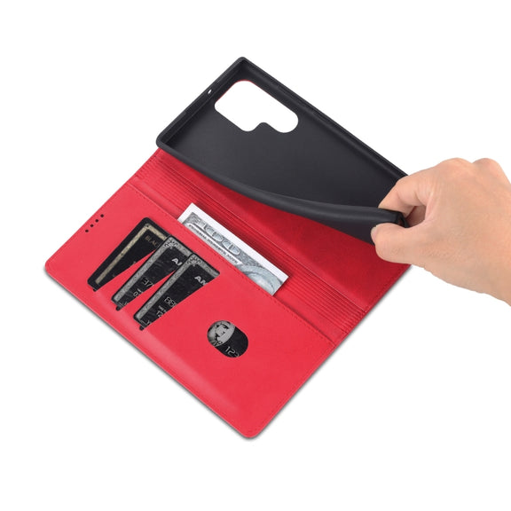 For Samsung Galaxy S24 Ultra 5G AZNS Magnetic Calf Texture Flip Leather Phone Case(Red)