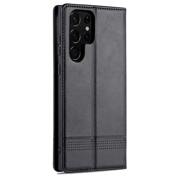 For Samsung Galaxy S24 Ultra 5G AZNS Magnetic Calf Texture Flip Leather Phone Case(Black)