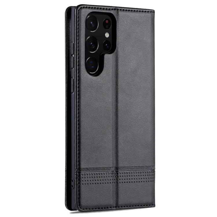 For Samsung Galaxy S24 Ultra 5G AZNS Magnetic Calf Texture Flip Leather Phone Case(Black)