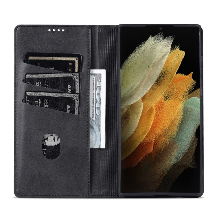 For Samsung Galaxy S24 Ultra 5G AZNS Magnetic Calf Texture Flip Leather Phone Case(Black)