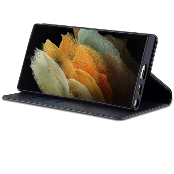 For Samsung Galaxy S24 Ultra 5G AZNS Magnetic Calf Texture Flip Leather Phone Case(Black)
