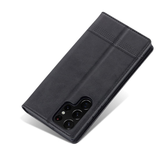 For Samsung Galaxy S24 Ultra 5G AZNS Magnetic Calf Texture Flip Leather Phone Case(Black)