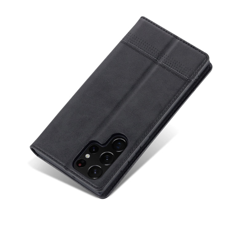 For Samsung Galaxy S24 Ultra 5G AZNS Magnetic Calf Texture Flip Leather Phone Case(Black)
