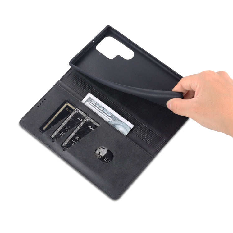 For Samsung Galaxy S24 Ultra 5G AZNS Magnetic Calf Texture Flip Leather Phone Case(Black)