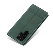 For Samsung Galaxy S24 Ultra 5G AZNS Magnetic Calf Texture Flip Leather Phone Case(Dark Green)