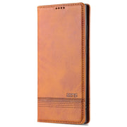 For Samsung Galaxy S24 Ultra 5G AZNS Magnetic Calf Texture Flip Leather Phone Case(Light Brown)