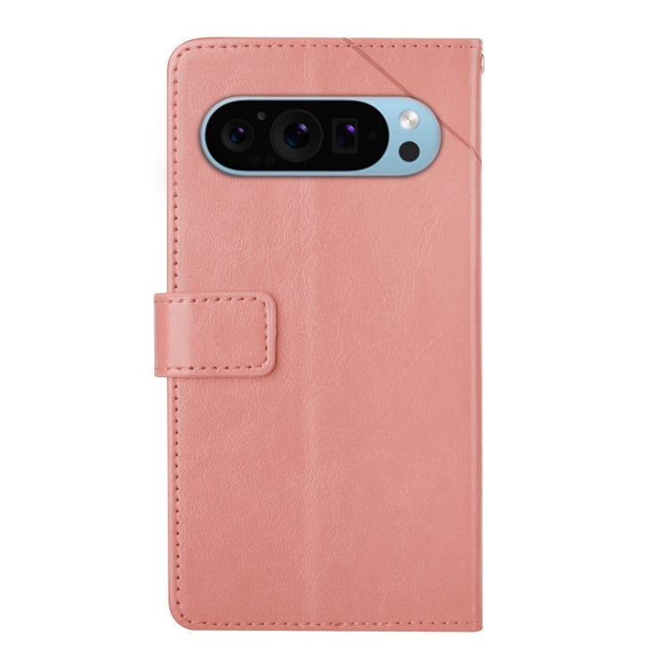 For Google Pixel 9 Y-shaped Pattern Flip Leather Phone Case(Pink)
