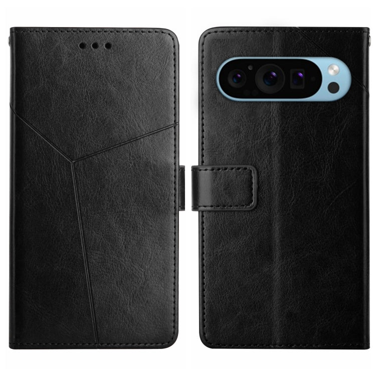 For Google Pixel 9 Pro Y-shaped Pattern Flip Leather Phone Case(Black)