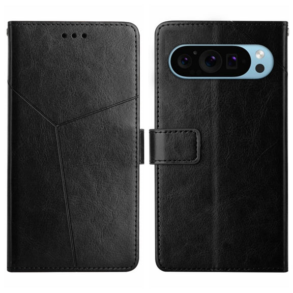 For Google Pixel 9 Pro Y-shaped Pattern Flip Leather Phone Case(Black)