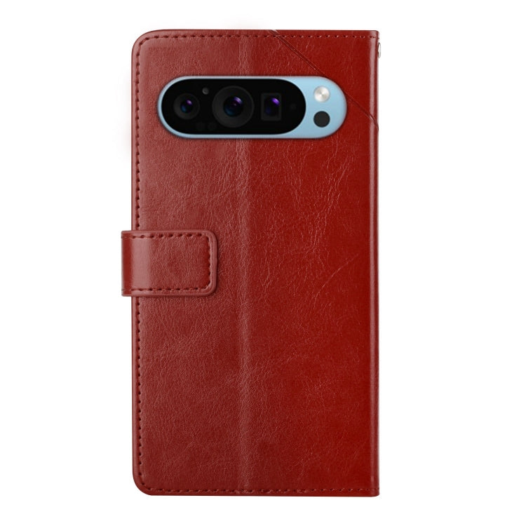 For Google Pixel 9 Pro Y-shaped Pattern Flip Leather Phone Case(Brown)