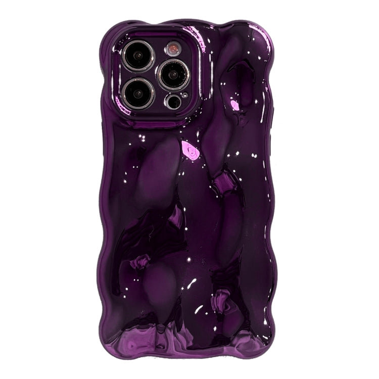 For iPhone 15 Pro Wave Bubbles TPU Phone Case(Painted Purple)