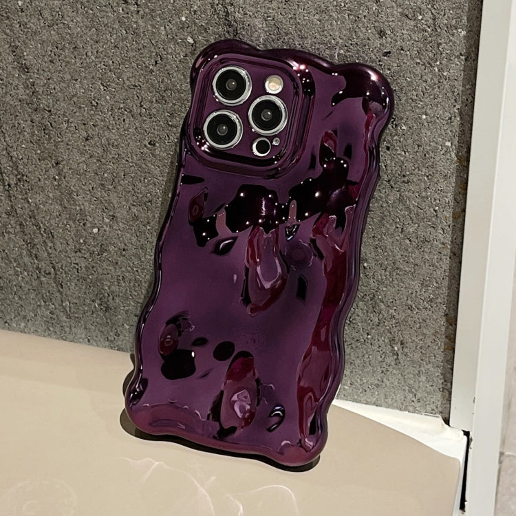 For iPhone 15 Pro Wave Bubbles TPU Phone Case(Painted Purple)
