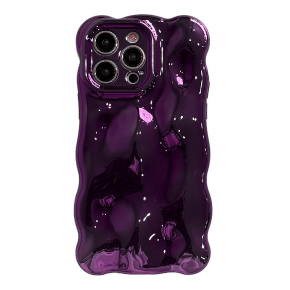 For iPhone 15 Pro Wave Bubbles TPU Phone Case(Painted Purple)