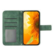 For Google Pixel 9 Pro Skin Feel Sun Flower Embossed Flip Leather Phone Case with Lanyard(Green)