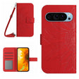 For Google Pixel 9 Skin Feel Sun Flower Embossed Flip Leather Phone Case with Lanyard(Red) - Google Cases by PMC TechLife | Online Shopping South Africa | PMC TechLife | Buy Now Pay Later Mobicred