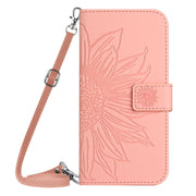 For Google Pixel 9 Skin Feel Sun Flower Embossed Flip Leather Phone Case with Lanyard(Pink)