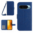 For Google Pixel 9 Skin Feel Sun Flower Embossed Flip Leather Phone Case with Lanyard(Dark Blue) - Google Cases by PMC TechLife | Online Shopping South Africa | PMC TechLife | Buy Now Pay Later Mobicred