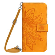 For Google Pixel 9 Skin Feel Sun Flower Embossed Flip Leather Phone Case with Lanyard(Yellow)