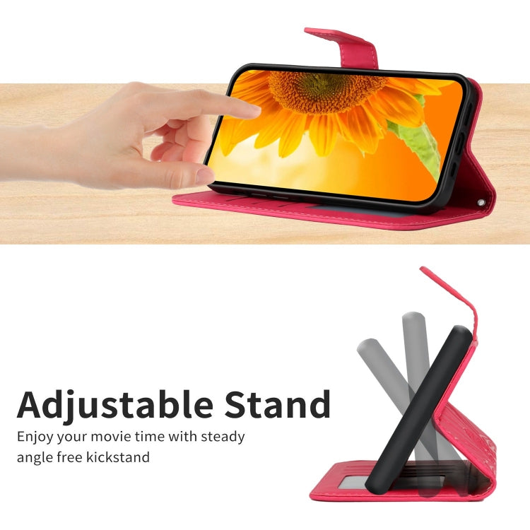 For Google Pixel 9 Skin Feel Sun Flower Embossed Flip Leather Phone Case with Lanyard(Rose Red)