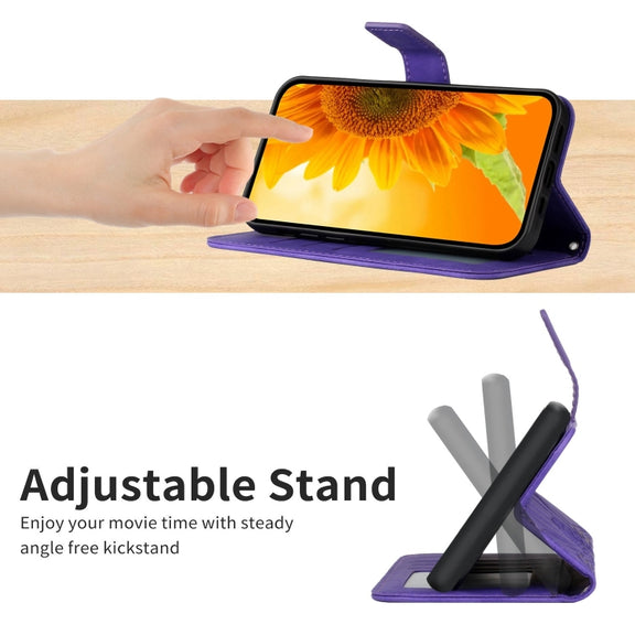 For Google Pixel 9 Skin Feel Sun Flower Embossed Flip Leather Phone Case with Lanyard(Dark Purple)