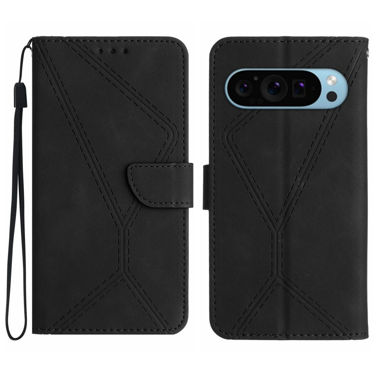 For Google Pixel 9 Pro Stitching Embossed Leather Phone Case(Black)