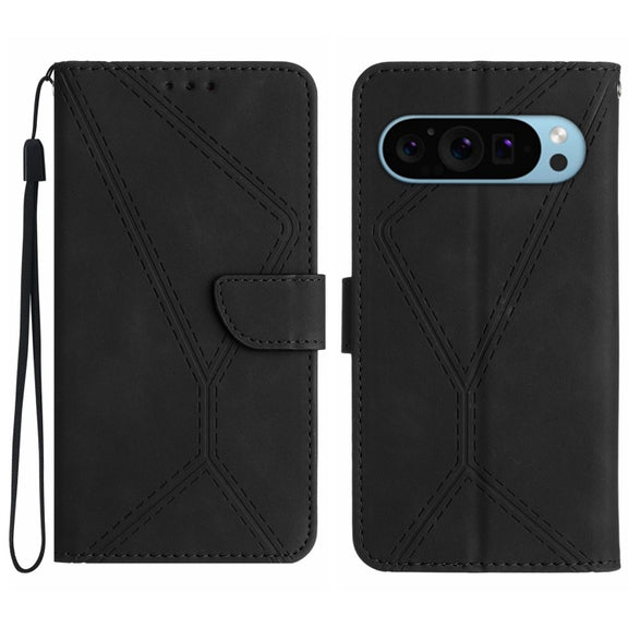 For Google Pixel 9 Pro Stitching Embossed Leather Phone Case(Black)