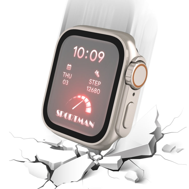 For Apple Watch Series 9 / 8 / 7 45mm Tempered Film Hybrid PC Integrated Watch Case(Black Orange)