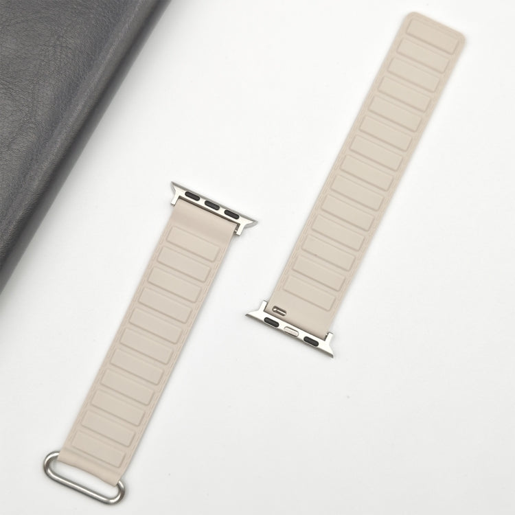 For Apple Watch Series 4 40mm Reverse Buckle Magnetic Silicone Watch Band(Silver Buckle Starlight)