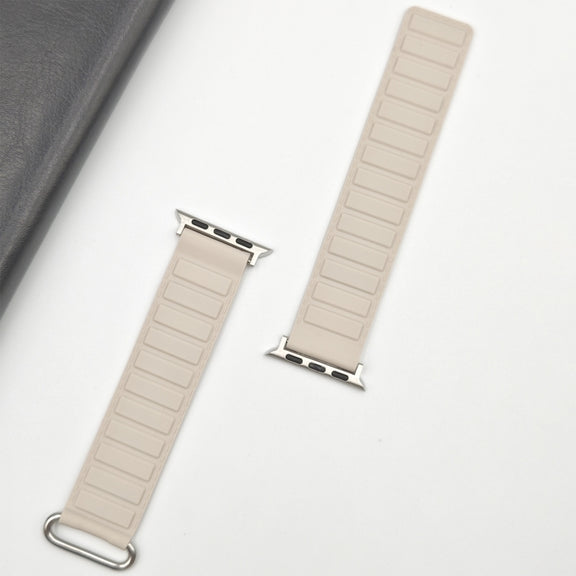 For Apple Watch Series 2 38mm Reverse Buckle Magnetic Silicone Watch Band(Silver Buckle Starlight)