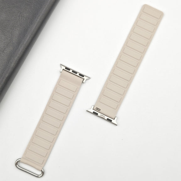 For Apple Watch Series 2 38mm Reverse Buckle Magnetic Silicone Watch Band(Silver Buckle Starlight)
