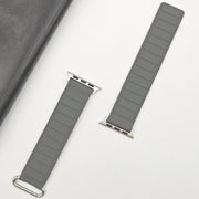 For Apple Watch Series 2 42mm Reverse Buckle Magnetic Silicone Watch Band(Silver Buckle Grey Brown)