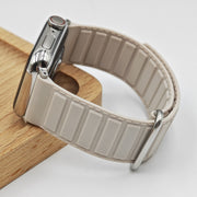 For Apple Watch Ultra 2 49mm Reverse Buckle Magnetic Silicone Watch Band(Silver Buckle Starlight)