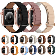 For Apple Watch 42mm Reverse Buckle Magnetic Silicone Watch Band(Silver Buckle Blue)