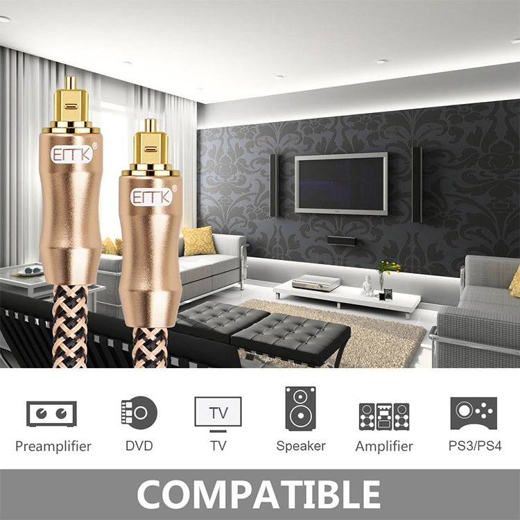 2m EMK OD6.0mm Gold-plated TV Digital Audio Optical Fiber Connecting Cable