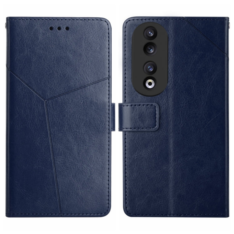 For Honor 90 Y-shaped Pattern Flip Leather Phone Case(Blue)