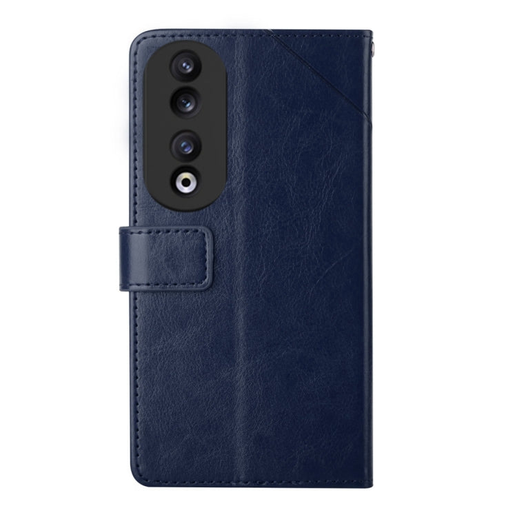 For Honor 90 Y-shaped Pattern Flip Leather Phone Case(Blue)