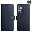 For Samsung Galaxy S23 FE 5G HT02 Genuine Leather Fingerprint-proof Flip Phone Case(Blue) - Galaxy S23 FE 5G Cases by PMC TechLife | Online Shopping South Africa | PMC TechLife
