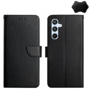 For Samsung Galaxy S24+ 5G HT02 Genuine Leather Fingerprint-proof Flip Phone Case(Black)