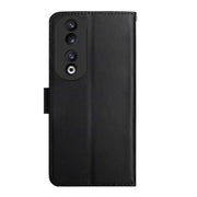 For Honor 90 HT02 Genuine Leather Fingerprint-proof Flip Phone Case(Black)